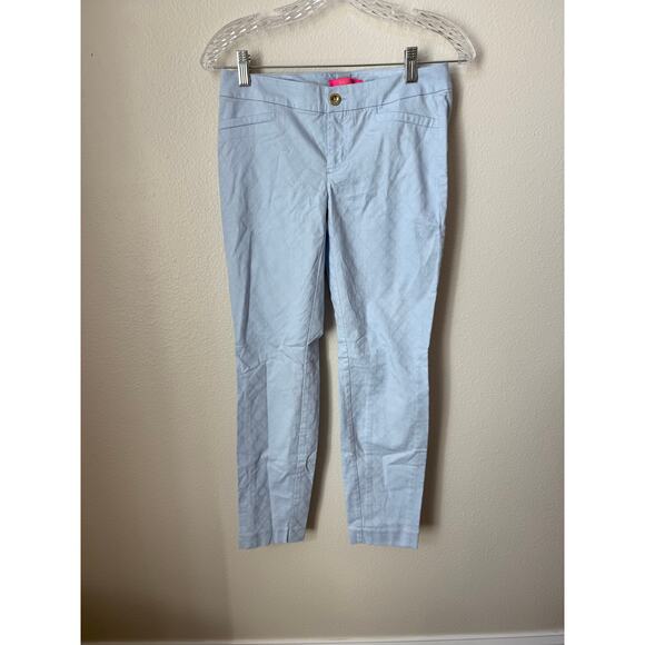 Lilly Pulitzer Kelly Skinny Ankle Textured Pants Light Blue Size 2 - Picture 2 of 5